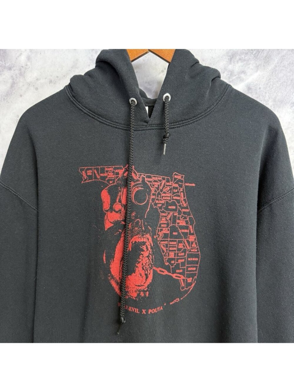 Half Evil X Pouya Collab Florida Rap Hoodie Men's Large L Black Hip Hop